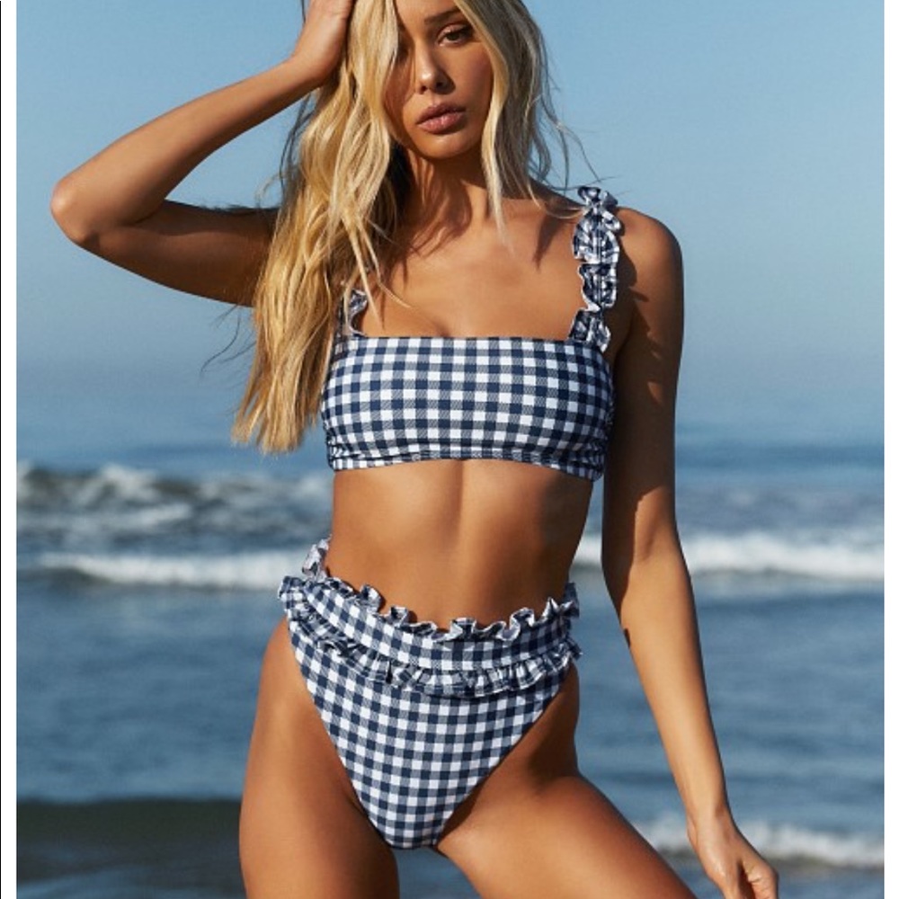 Beach Riot gingham bikini top